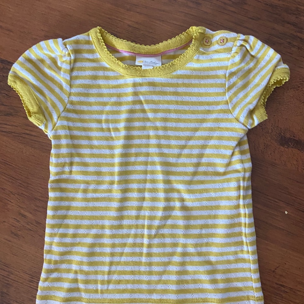 Mini Boden yellow striped cotton t shirt 2-3yrs